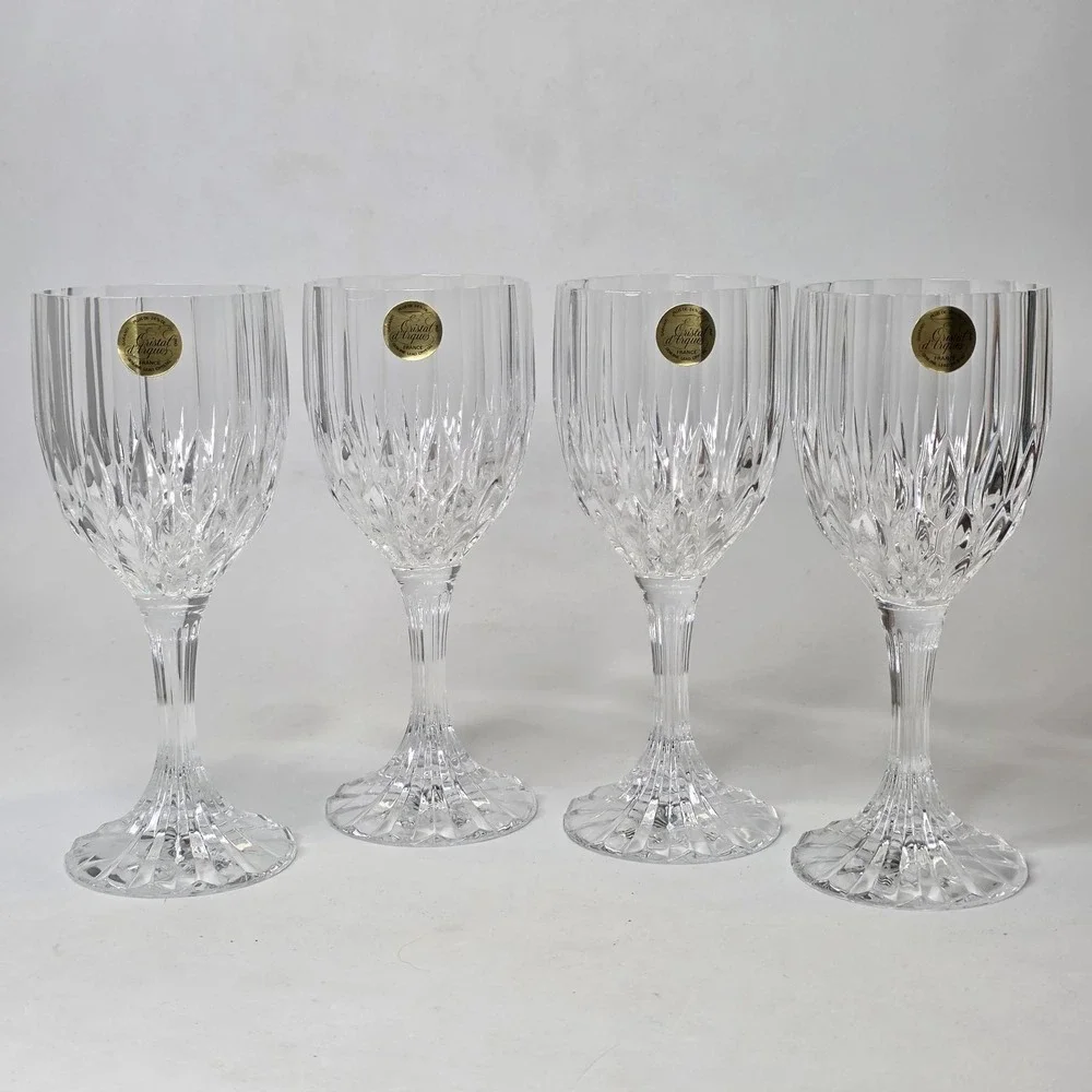 Cristal d'Arques Bretagne Durand Wine Glasses Clear Cut Crystal Elegant Vintage